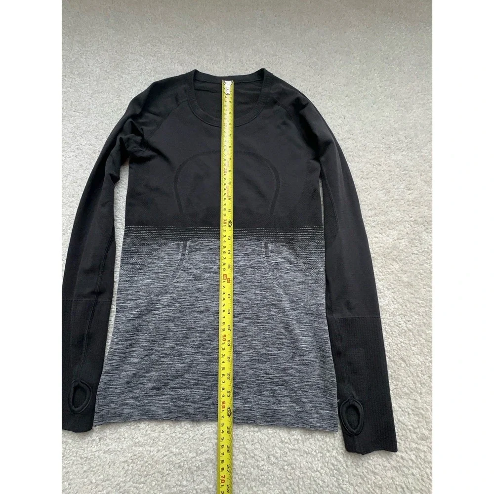 Lululemon Swiftly Tech Ombre Black Grey Long sleeve Top Running Active 6